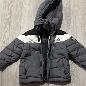 Reebok Kids Puffer Jacket in Charcoal, Ebony, and Ivory